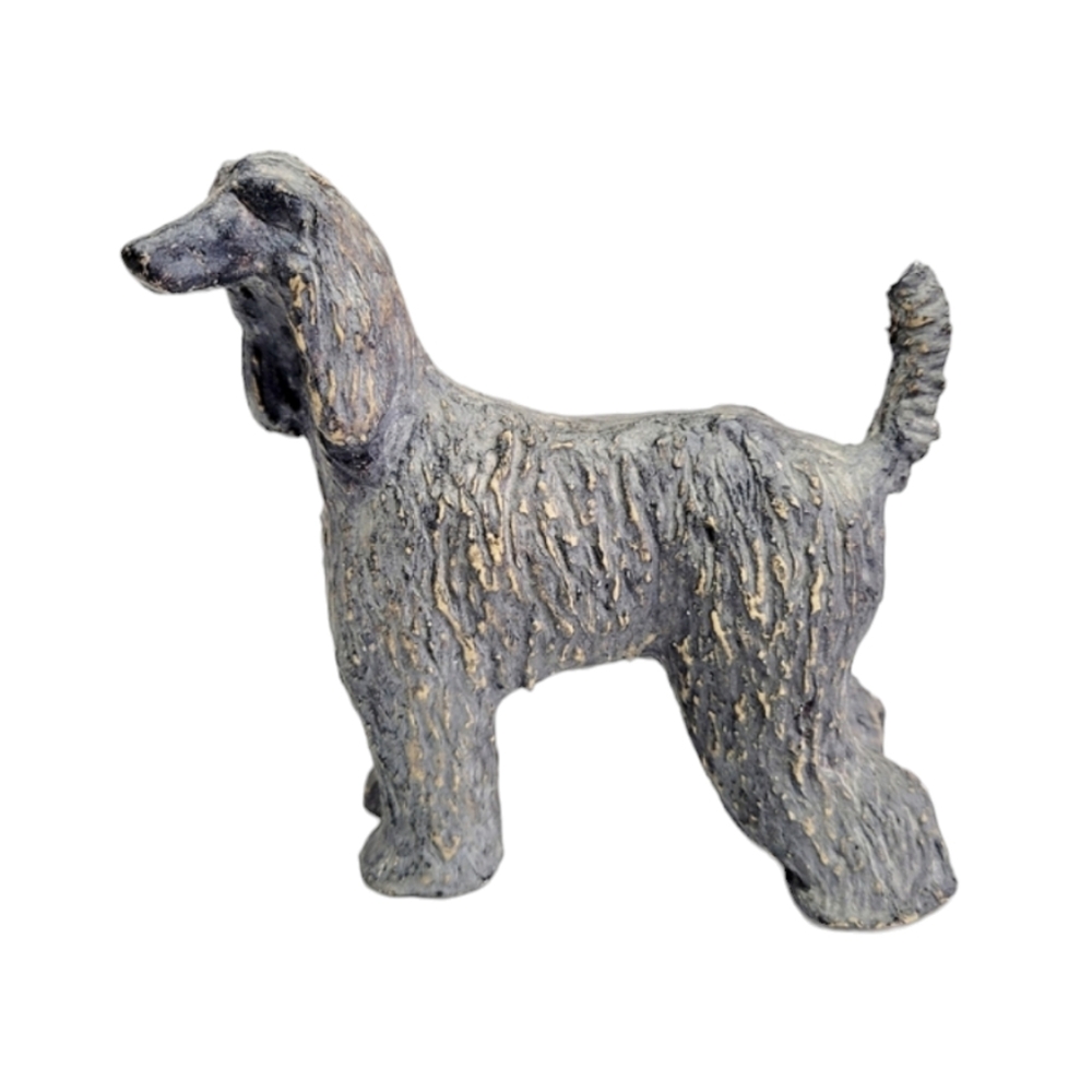 Vintage? Solid Clay Afganhound Dog Sculpture by Unknown Artist
